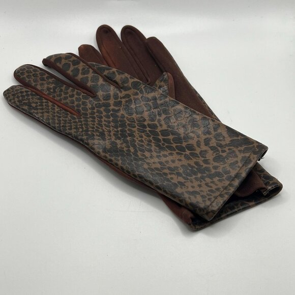 Ladies vintage faux leather snake skin pattern gloves. Size small - Picture 2 of 5